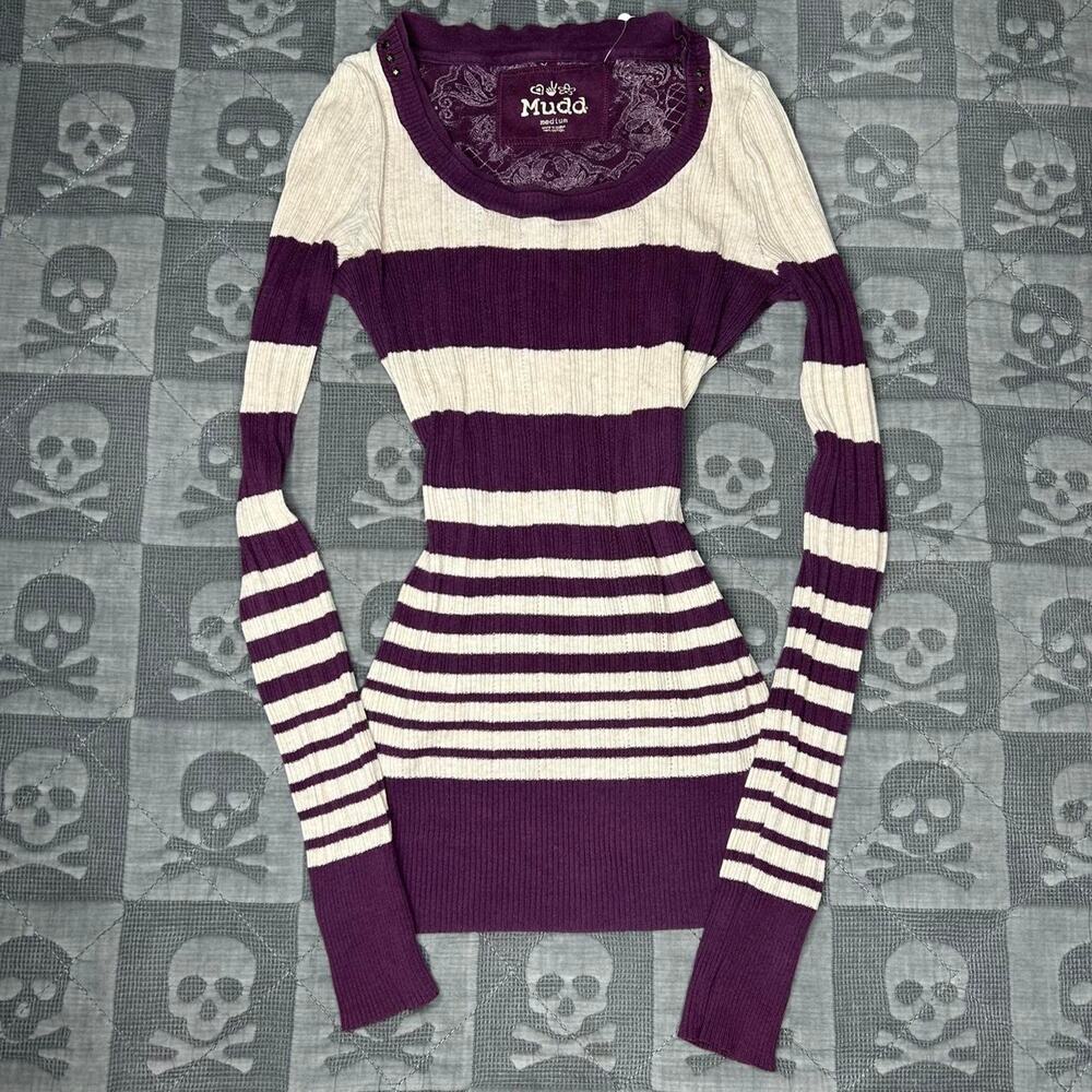 Striped long sleeve henley